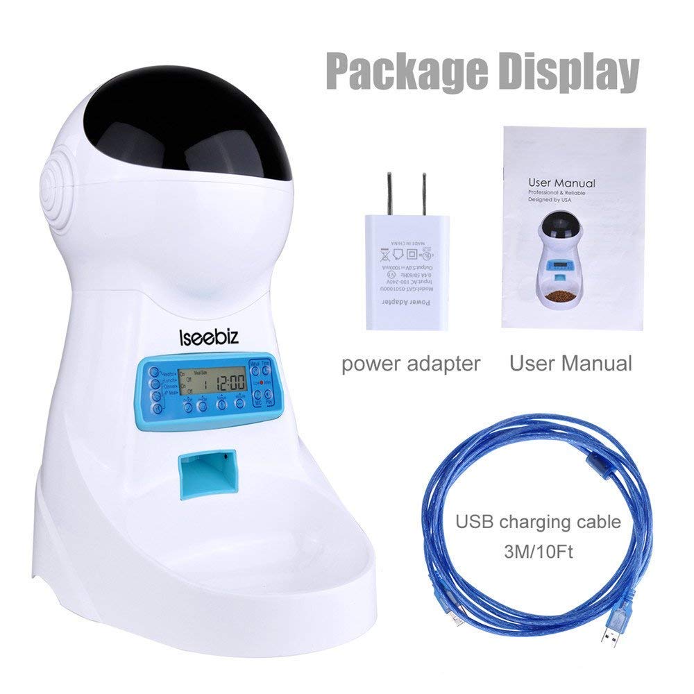 Automatic Cat Feeder 3L Pet Food Dispenser Feeder for Medium and Large Cat Dog——4 Meal, Voice Recorder and Timer Programmable,Portion Control - smallfish-2