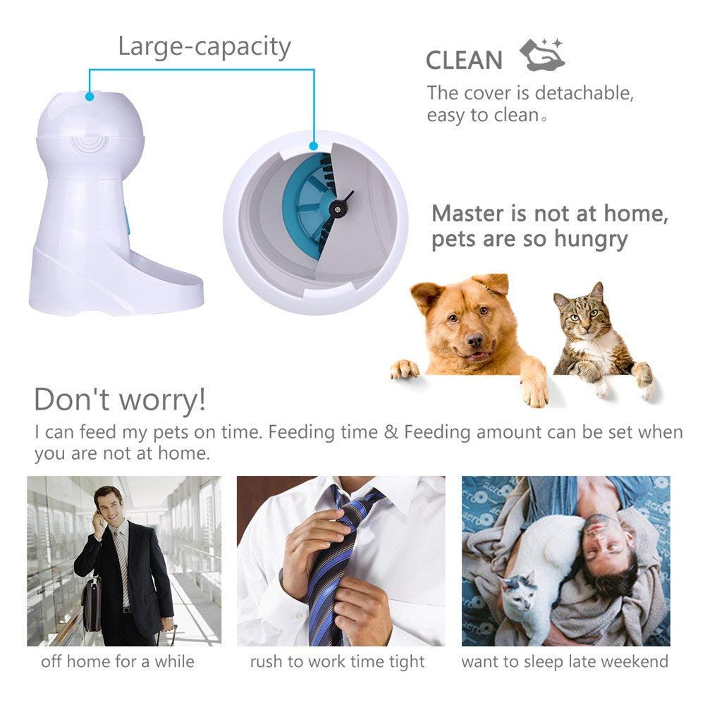 Automatic Cat Feeder 3L Pet Food Dispenser Feeder for Medium and Large Cat Dog——4 Meal, Voice Recorder and Timer Programmable,Portion Control - smallfish-2