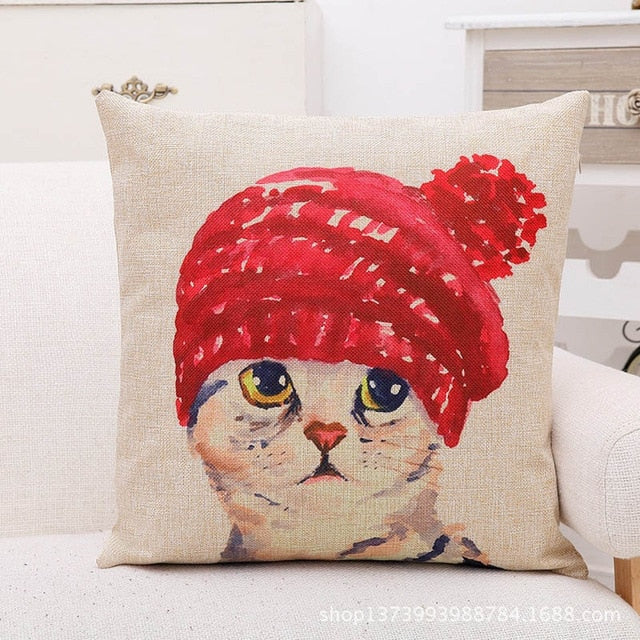 Cute Lovely Cat Cushion Cover  Square Throw Pillow Cover 45x45CM