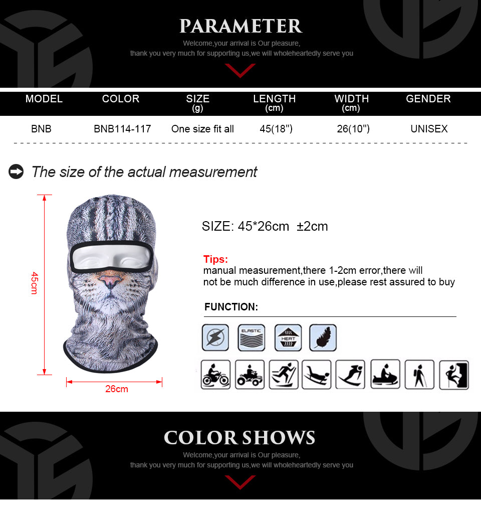 New 3D Animal  Full Face Mask Windproof