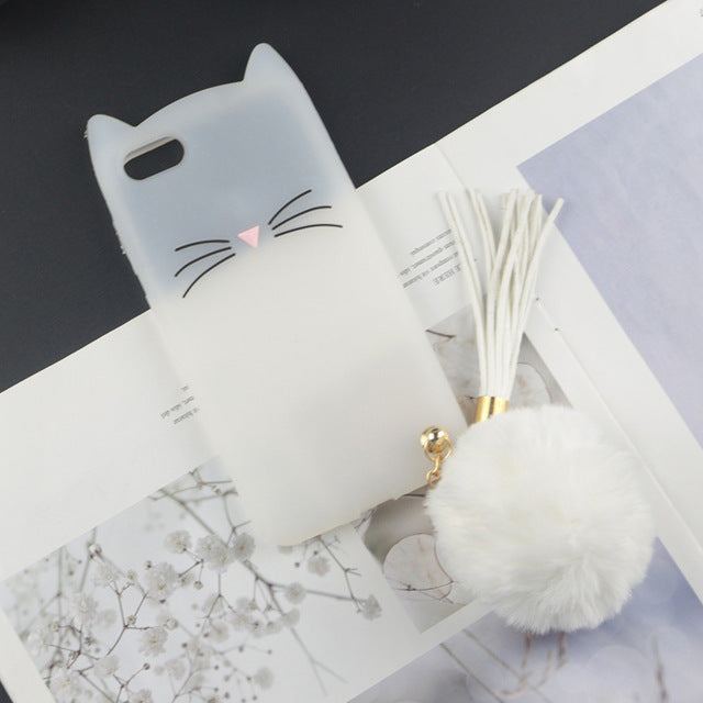 Cute Cat Lovely Ears 3D Cartoon Silicon Cases