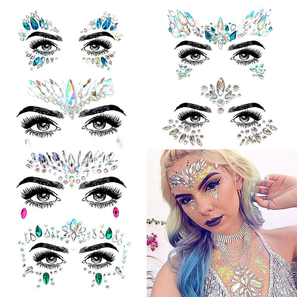 6 Sets Face Gems  Face Make Rhinestone