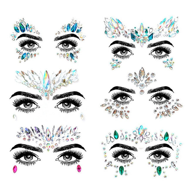 6 Sets Face Gems  Face Make Rhinestone
