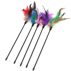 Cat Kitten Feather Bell Rod  Interactive Toy 5Pcs