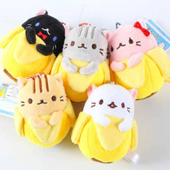 5Pcs/Set Cat plush Toys Banana Mini Pendant 3.5In