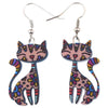 Image of Acrylic Cartoon Floral Smile Cat Kitten Earrings