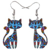 Image of Acrylic Cartoon Floral Smile Cat Kitten Earrings