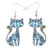 Image of Acrylic Cartoon Floral Smile Cat Kitten Earrings