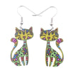 Image of Acrylic Cartoon Floral Smile Cat Kitten Earrings