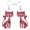 Image of Acrylic Cartoon Floral Smile Cat Kitten Earrings