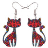 Image of Acrylic Cartoon Floral Smile Cat Kitten Earrings