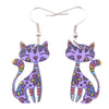 Image of Acrylic Cartoon Floral Smile Cat Kitten Earrings