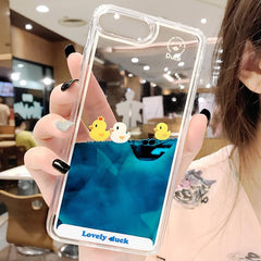 Luxury Cartoon 3D Swimming Duck Animal Dynamic Liquid Quicksand Cover Case For  iPhone