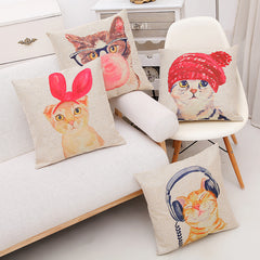 Cute Lovely Cat Cushion Cover  Square Throw Pillow Cover 45x45CM