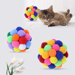 Pet Cat Toy Colorful Lovely Handmade Bells Bouncy Ball Built-In Catnip Interactive Toys