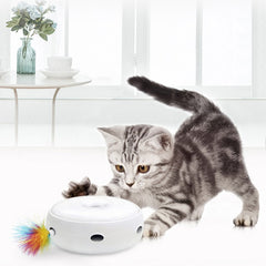 Electric Cat Catching Mouse Pet Toy Donut Automatic Turntable Interactive Smart Teasing Cat Stick Crazy Game Spinning Turntable - smallfish-2