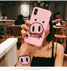 TPU  Pig Nose Soft Phone Strap Rope Case